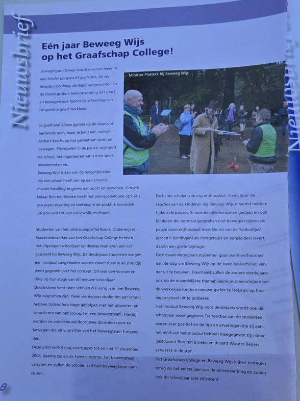 Historisch nieuwsbriefartikel: Eén jaar Beweeg Wijs op het Graafschap College